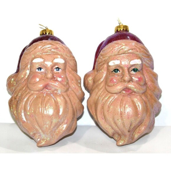 Holiday Time Santa Claus Full Face Blow Mold Hanging Gold Ornament 7.5"x5" Lot 2 - Picture 7 of 7